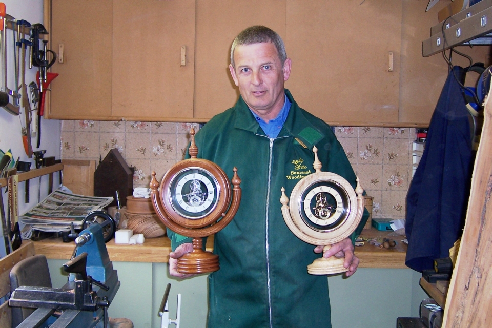 Two examples of Ray Jones' clock, made by Andrew